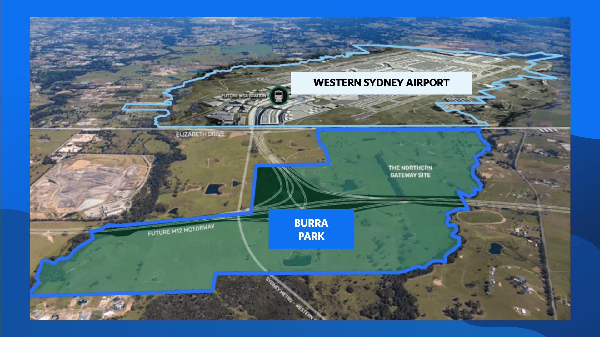 Chart 6: A picture showing the location of Burra Park, a vacant block of land which is adjacent to Western Sydney Airport. 