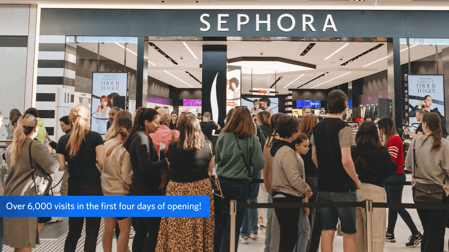 Chart 3: Image showing a crowd of people lining up outside the new Sephora store at Karrinyup Shopping Centre in Perth. The store had over 6,000 visits in the first four days of opening.